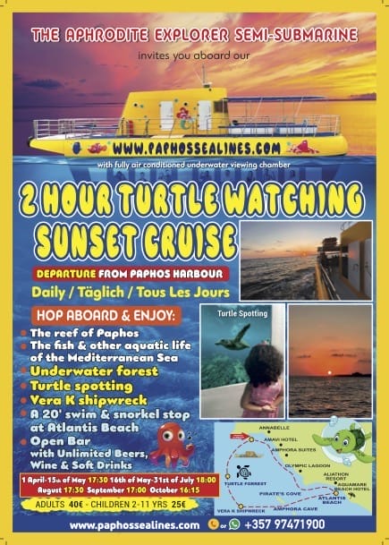 Paphos turtle watching sunset cruise